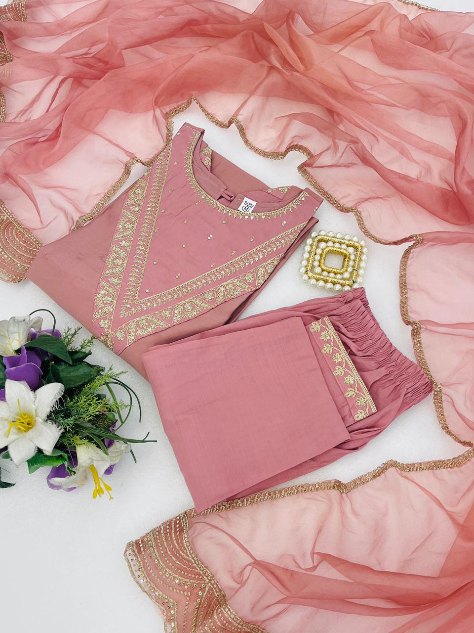 Roman Fabric Suit Set Baby Pink